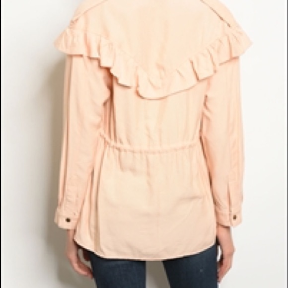 Few Left! Ruffled Peach Jacket w/ Drawstring Waist - Picture 3 of 4